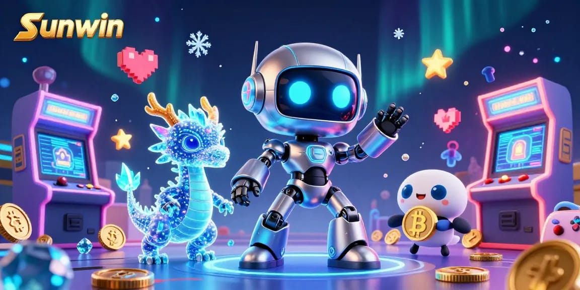 Win big with sunwin in this vibrant 3D casino illustration showcasing exciting game elements.