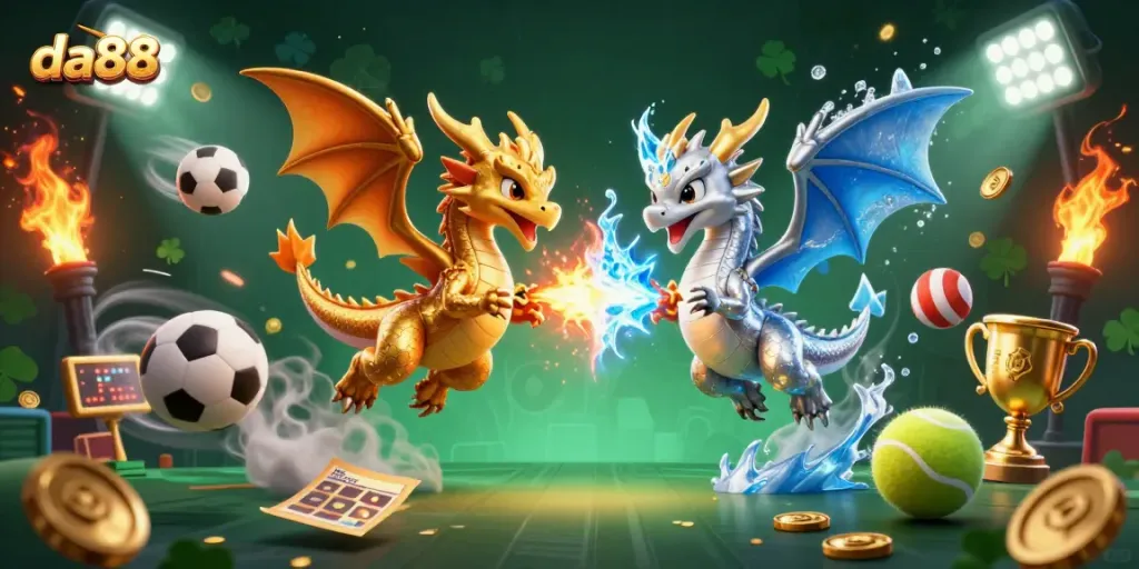 Engage with da88's exciting betting scene featuring dynamic dragons and sports elements.