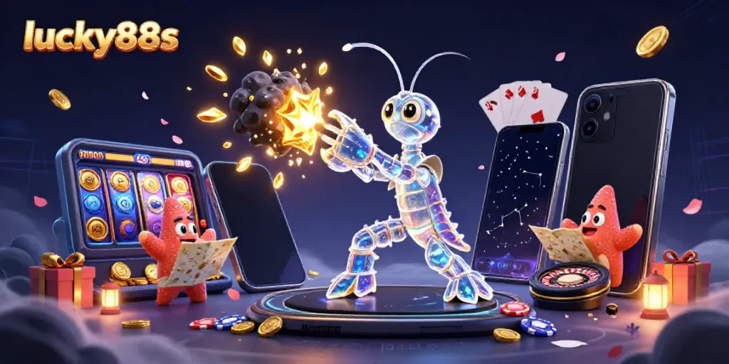 Engage with exciting games at lucky88s, featuring glowing treasures and immersive casino elements.