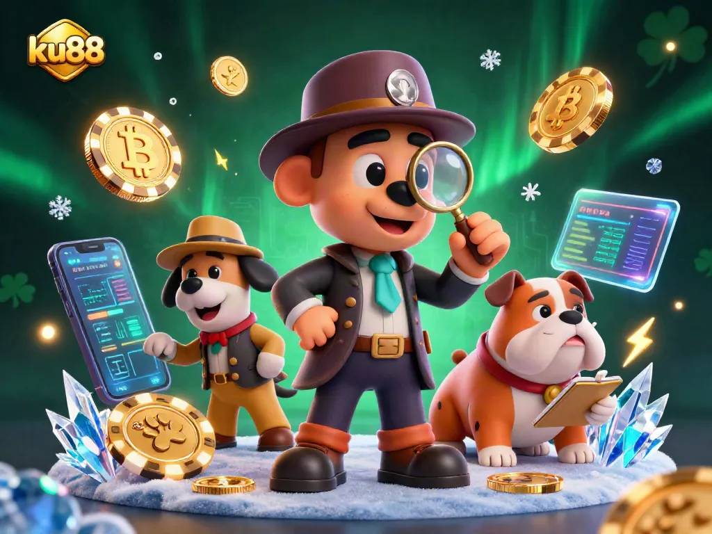 ku88 gamblers strategize with 3D detective and bulldog amidst crypto-enhanced gaming