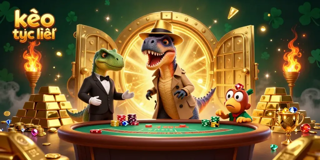 Experience thrilling action with kèo trực tuyến at a vibrant blackjack table featuring unique dinosaur characters.